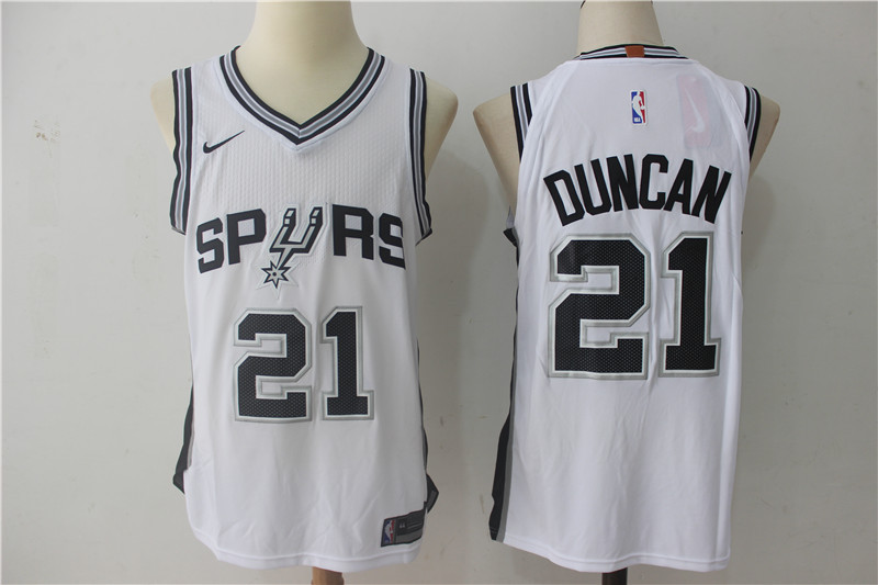 Men San Antonio Spurs 21 Duncan White NBA Jerseys